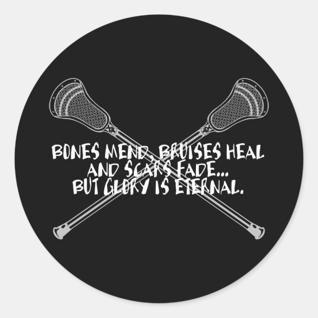 Rond Lacrosse Motivation Glory Cosse Sticker blanc (Devant)