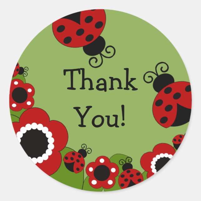 Rond Ladybug Merci Sticker Anniversaire (Devant)