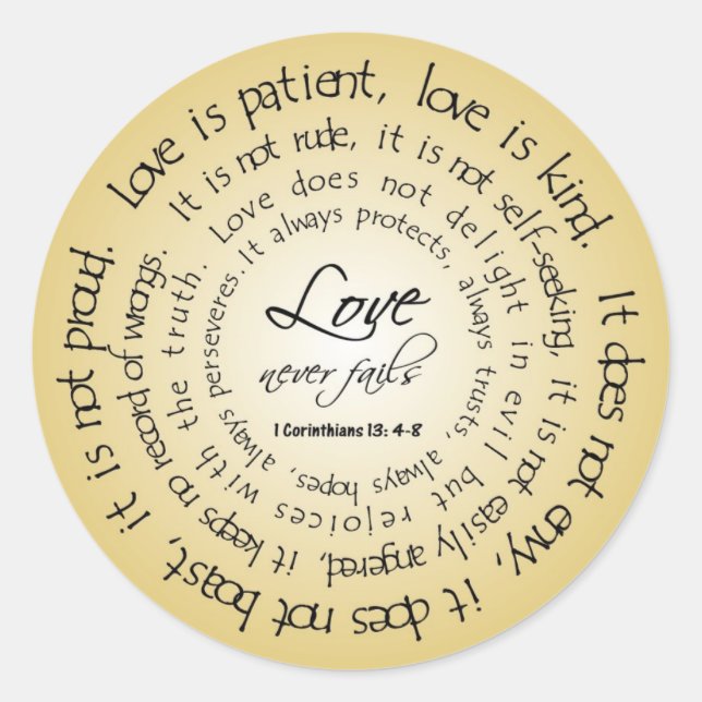 Rond L'amour est patient, Sticker Mariage de texte circ (Devant)