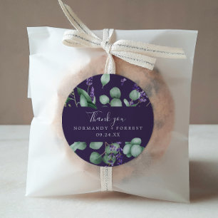 Rond Lavande rustique   Sticker Favor Merci violet