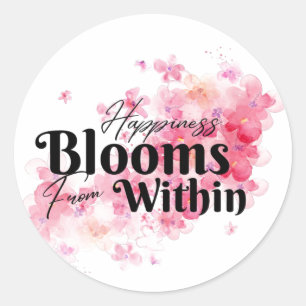 Rond Le Bonheur Fleurit À L'Intérieur Du Sticker
