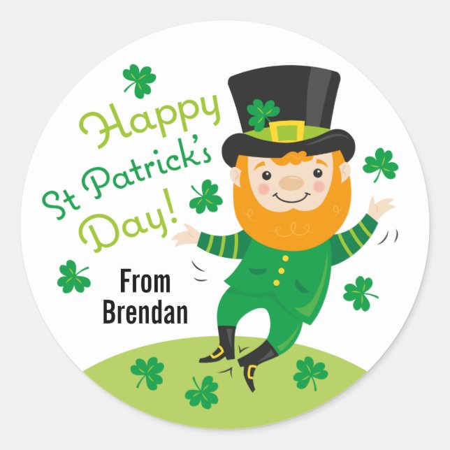 Rond Leprechaun Happy St Patrick's Day Round Sticker (Devant)