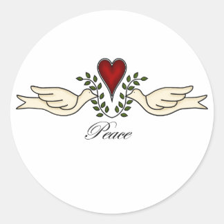 Rond Les colombes de la paix avec Sticker de coeur