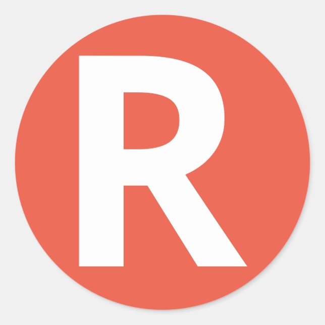 Rond LETTRE Alphabet Sticker "R" (Devant)