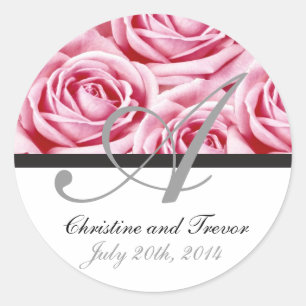 Rond LETTRE MONOGRAPHIQUE A Sticker Roses Roses Roses R
