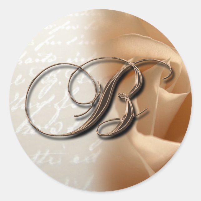 Rond LETTRE MONOGRAPHIQUE B Sticker Mariage Enveloppe (Devant)