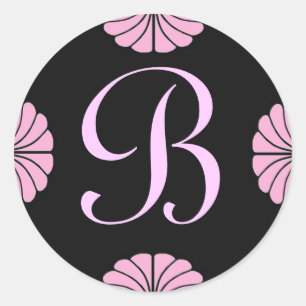 Rond LETTRE MONOGRAPHIQUE B Sticker rose