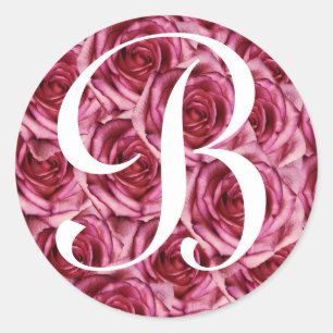 Rond LETTRE MONOGRAPHIQUE B Sticker Roses Roses Roses R