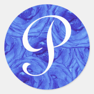 Rond LETTRE MONOGRAPHIQUE P Sticker Rose Bleu
