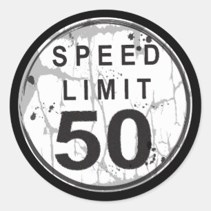 Rond Limite de vitesse Sticker Grungy de 50 mi/h