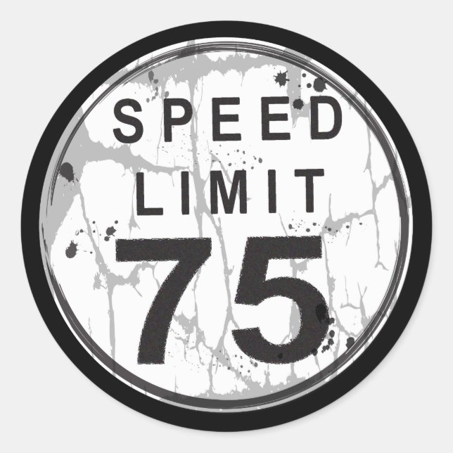 Rond Limite de vitesse Sticker Grungy de 75 mi/h (Devant)