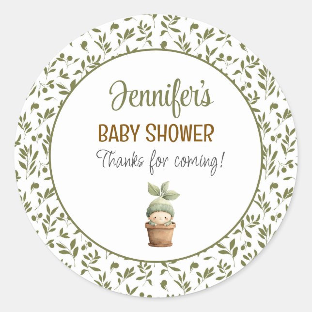 Rond Little Sprout Baby Shower Sticker (Devant)