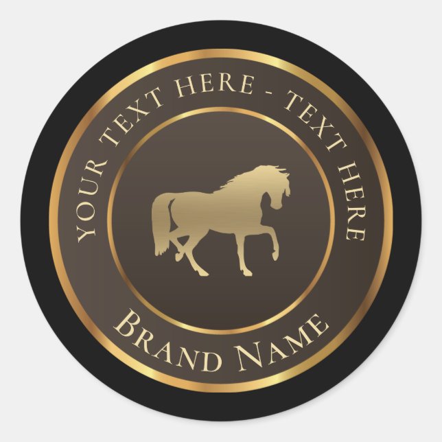 Rond Logo Gold Horse Classic Round Sticker (Devant)