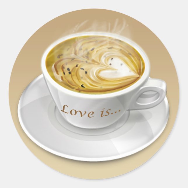 Rond Love café tasse Sticker (Devant)