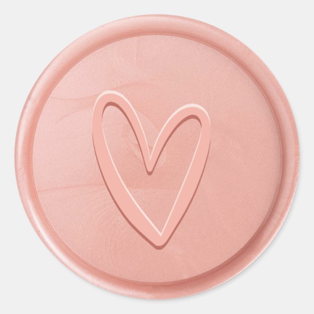 Rond Love Coeur Rose Sticker Cire Rose (Devant)