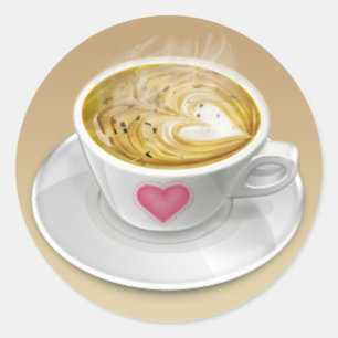 Rond Love Coffee tasse et coeur Sticker Valentine