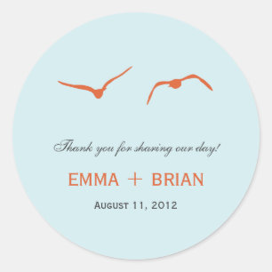 Rond Love Doves Favoriser Sticker /Envelope Seal - Sky 