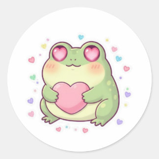 Rond Love Frog Sticker Cute Romantic Frog Heart Kawaii 