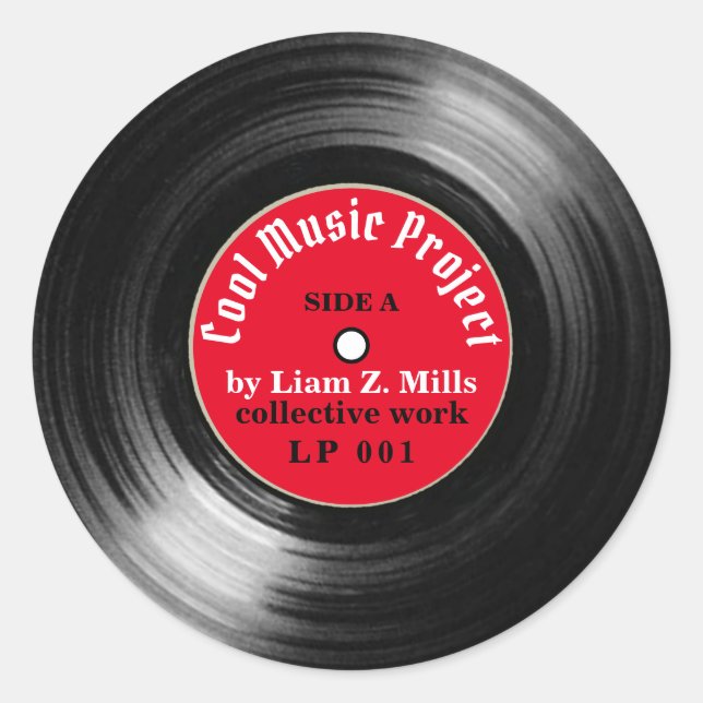Rond LP promouvoir votre travail musical Sticker Classi (Devant)