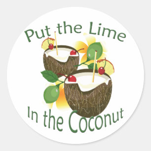 Rond Luau Tropical Party Funny Coconut Drink Sticker