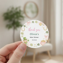 Lucky Shamrock Baby Shower Thank You Favor Sticker