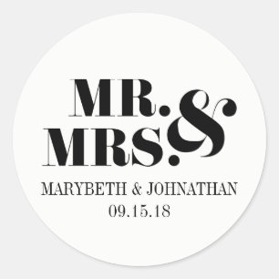 Rond M. et Mme Modern Bold Wedding Favor Sticker