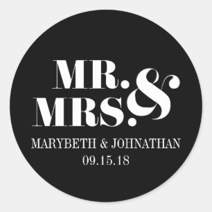 Rond M. et Mme Modern Bold Wedding Favor Sticker