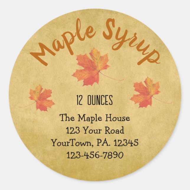 Rond Maple Syrup Maple Leaves Business Sticker (Devant)