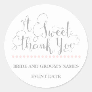 Rond MARIAGE FAVOR STICKER phrase "Un Merci doux"