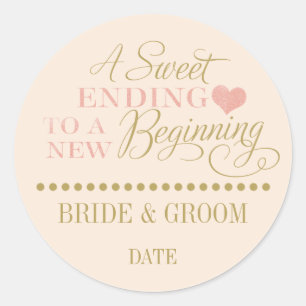 Rond MARIAGE FAVOR STICKER rose or Sucre se terminant