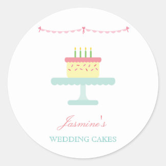 Rond Mariage mignon blanc Cake Business Sticker ÉTIQUET
