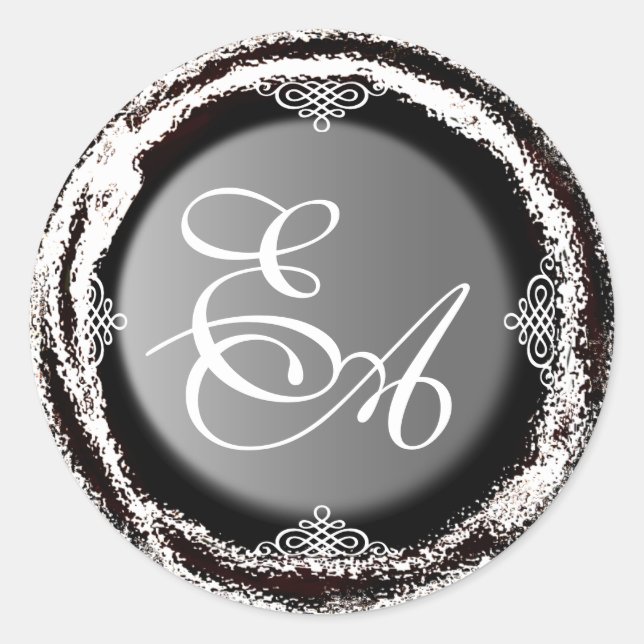 Rond Mariage Monogram Silver Sticker Phuile (Devant)