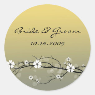 Rond Mariage Sticker fleurit branche
