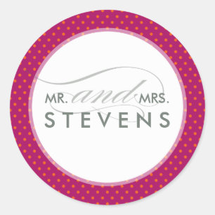 Rond MARIAGE STICKER SEAL tache moderne rose orange
