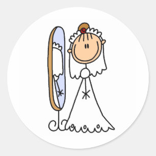Rond Mariée Se Préparant Pour Le Sticker Mariage