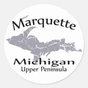 Rond Marquette Michigan Map Sticker
