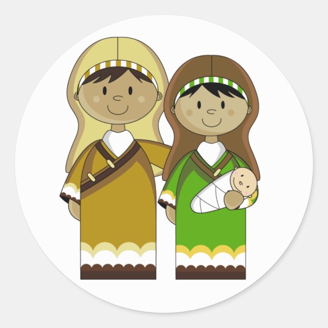 Rond Mary & Joseph avec Bébé Sticker Jésus (Devant)