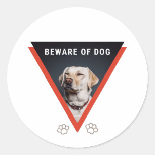 Rond Méfiez-vous du chien Sticker
