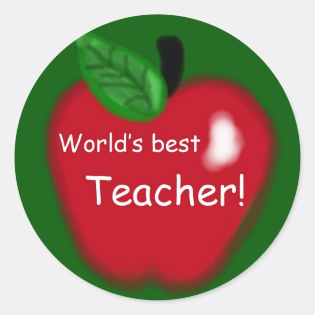 Rond Meilleur Enseignant au monde Apple sur Sticker Ron (Devant)