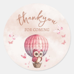 Rond Merci Chouette Rose Cute Pour Sticker Venant