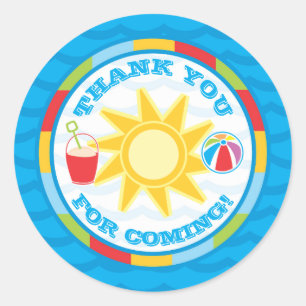 Rond Merci de fête de la piscine Favor Sticker Étiquett