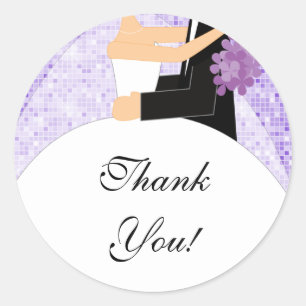 Rond Merci Fête des mariées Sticker Bride Groom violet
