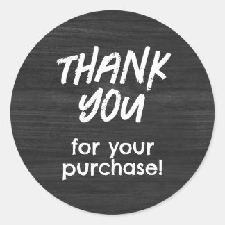 Rond Merci pour votre Sticker d'achat Faux Grey Wood