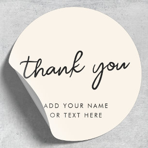 Rond Merci Sticker Minimal Neutre Crème