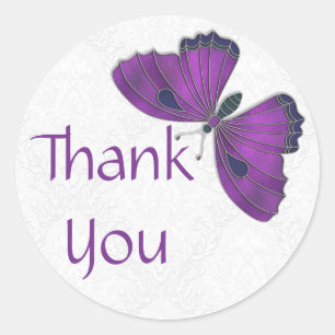 Rond Merci Sticker Papillon Brocade violet