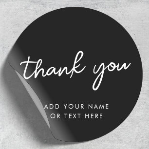 Rond Merci Sticker   Typographie Élégante Noire