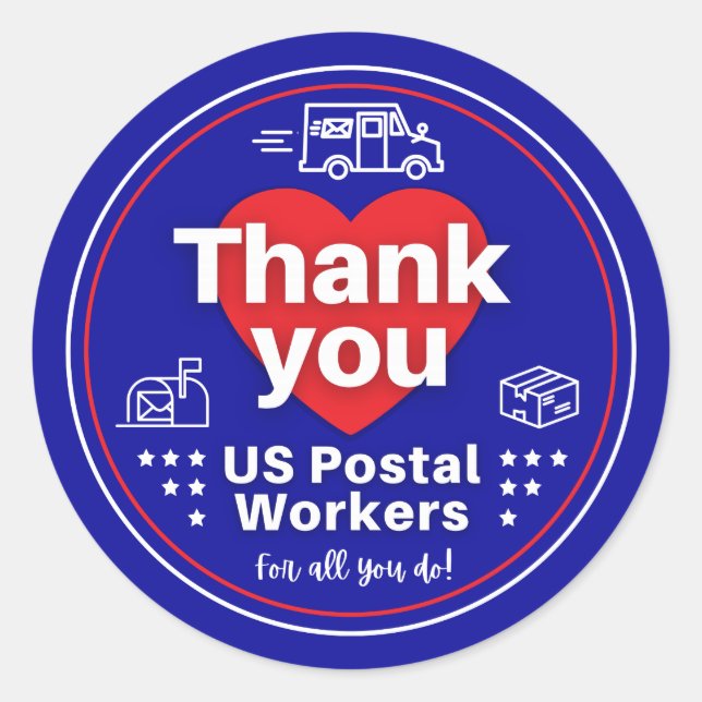 Rond Merci US Postal Workers STICKER - bleu foncé (Devant)