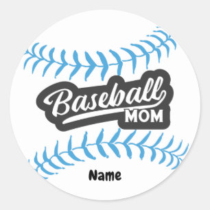 Rond Mère de baseball avec le nom Classic Round Sticker