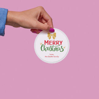 Rond Merry Christmas Elegant Sticker Personalize