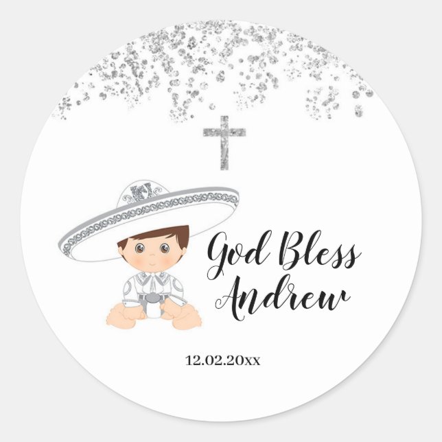 Rond Mexican Silver Charro Baptism Sticker (Devant)